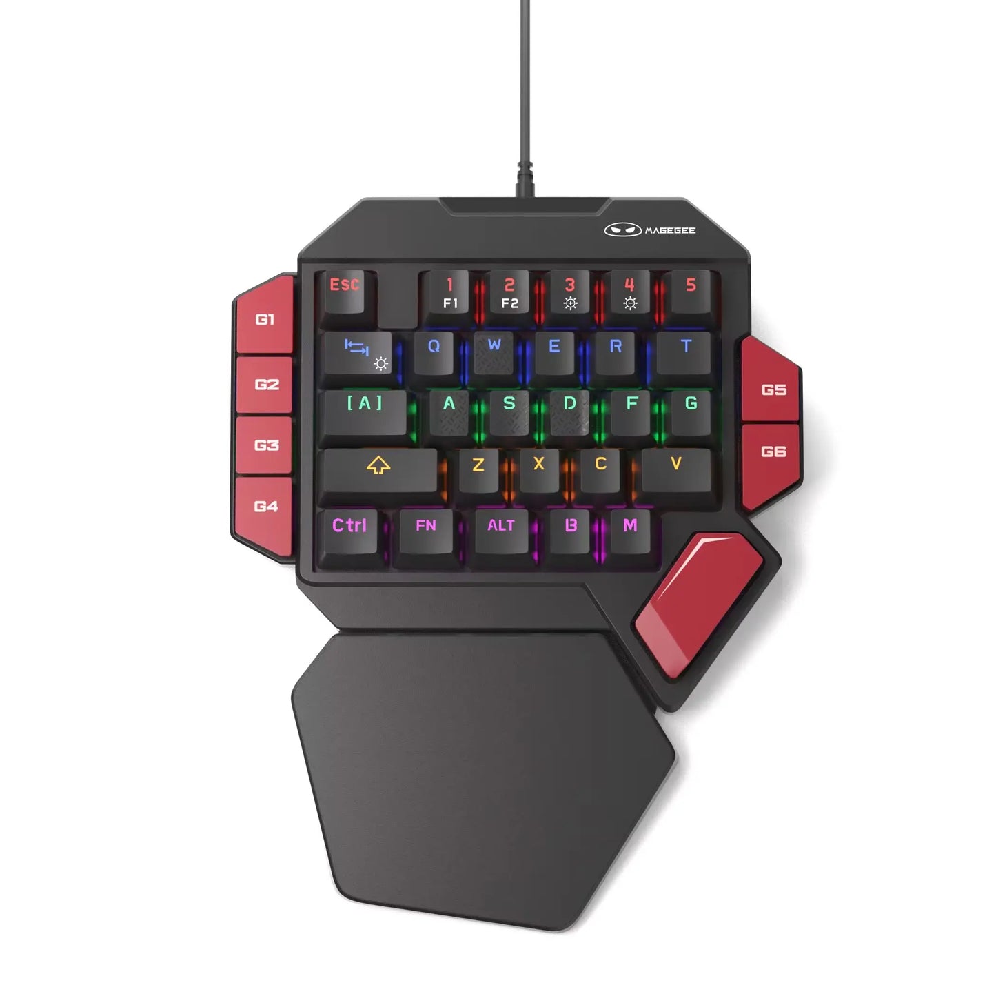 Magegee 40% Left-Handed Professional Gaming Keyboard - Mini Wired Mechanical Keyboard with Backlit 35 Keys and Blue, Red, Black Switches for PC Gamers, Featuring 6 Macro Keys