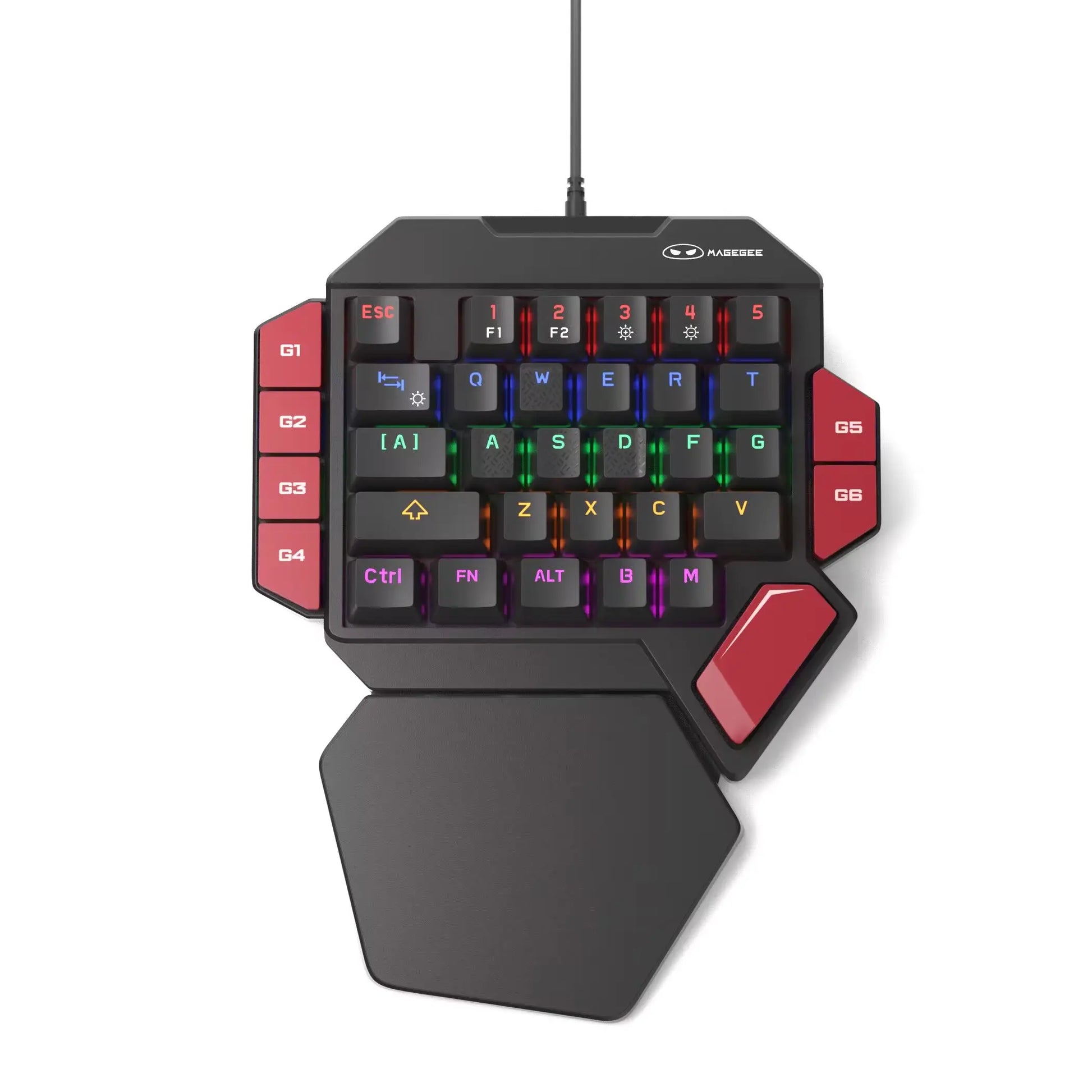 Magegee 40% Left-Handed Professional Gaming Keyboard - Mini Wired Mechanical Keyboard with Backlit 35 Keys and Blue, Red, Black Switches for PC Gamers, Featuring 6 Macro Keys