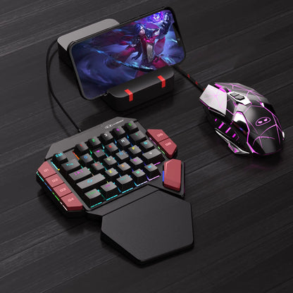 Magegee 40% Left-Handed Professional Gaming Keyboard - Mini Wired Mechanical Keyboard with Backlit 35 Keys and Blue, Red, Black Switches for PC Gamers, Featuring 6 Macro Keys