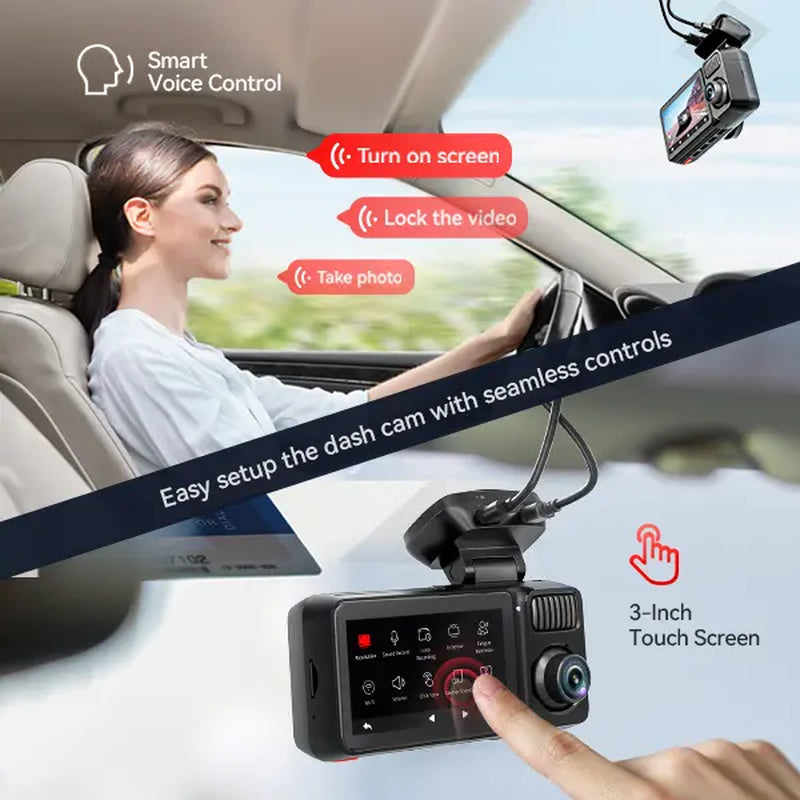 REDTIGER F17 Elite 4K 3-Channel Dash Cam with STARVIS 2 IMX678 & IMX675, 128GB Card, Full Night Color, 4K+2.5K+1080P Front Rear Inside, Touch Screen, Voice Control, 5Ghz Wifi 6, GPS, HDR, 24 Hours Parking Mode, Car Rvibes, Car VLOG,
